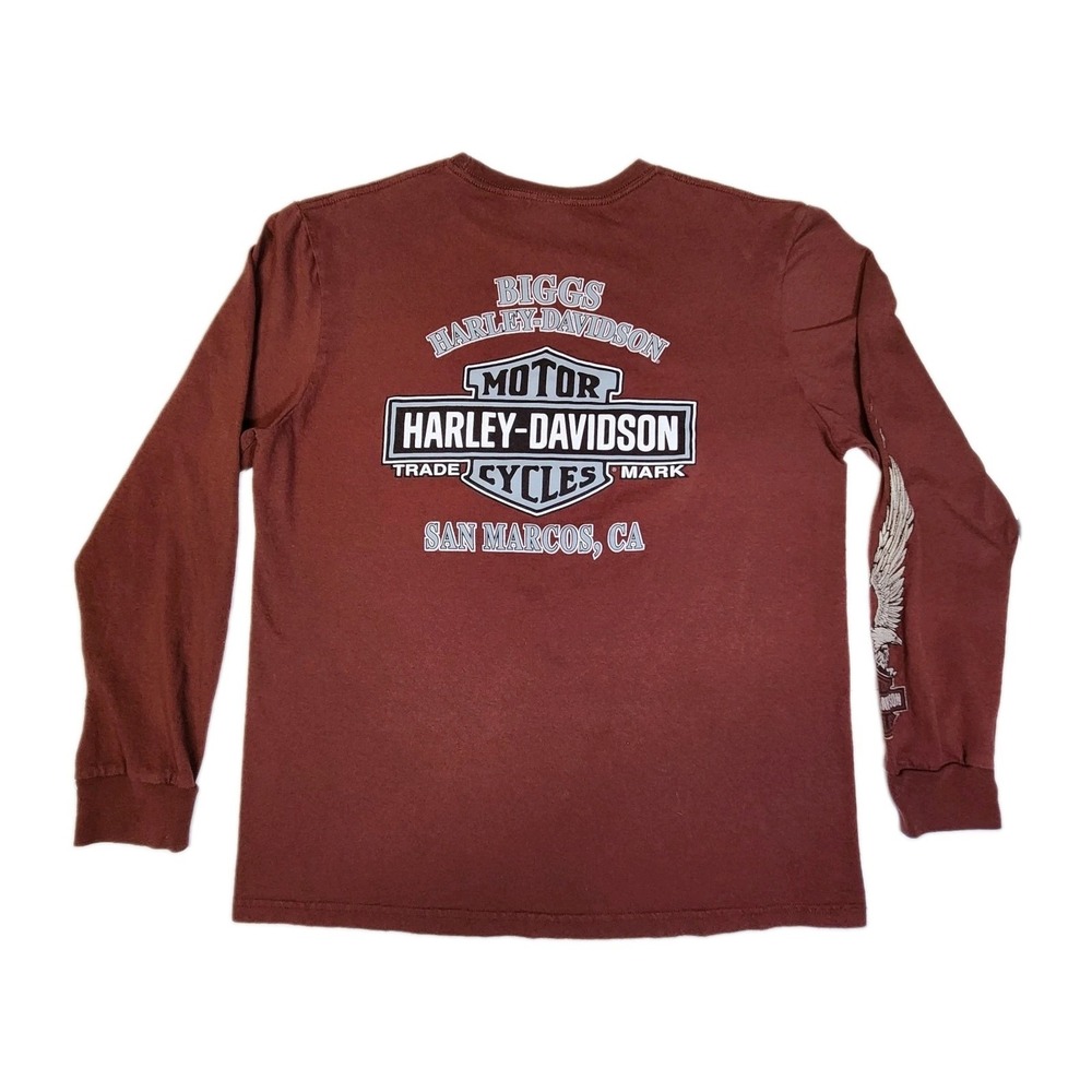 Harley Davidson Biggs San Marcos CA Long Sleeve Shirt Mens L Eagle Biker